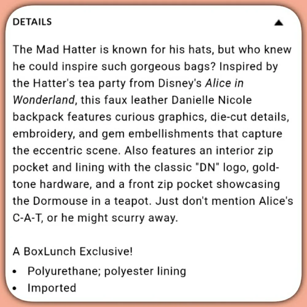 Danielle Nicole Alice in Wonderland Mini Backpack - Picture 10 of 10